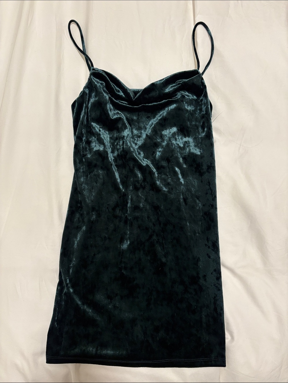 Topshop Dark Green Velvet Cowl Neck Slip Dress